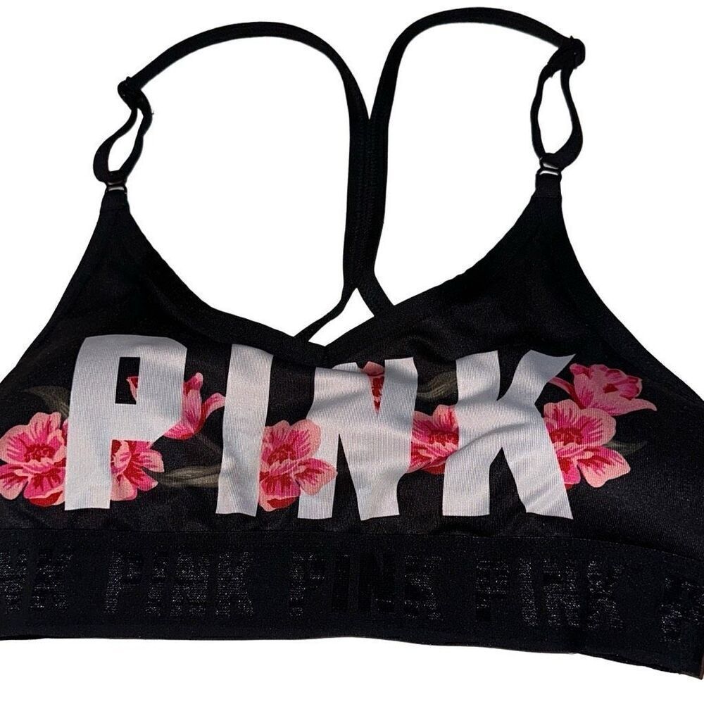 PINK Victoria's Secret Black Strappy Bra W/ Removable pads Ladies XS